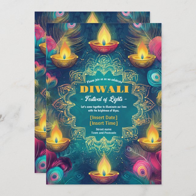 Convites Tranquil Diwali Aura (Frente/Verso)