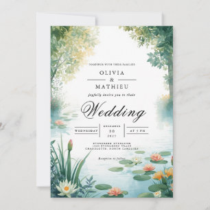 Convites Tranquil Pond Floral Weding