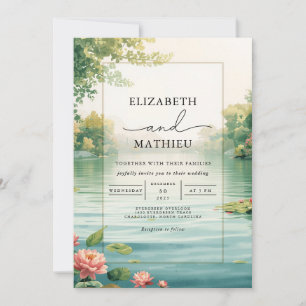 Convites Tranquil Pond Floral Weding