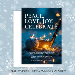 Convites Tranquil Snowy Night Golf Festa de Natal