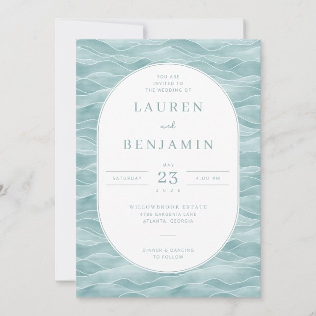Convites Tranquil Teal Wave Invitations (Frente)