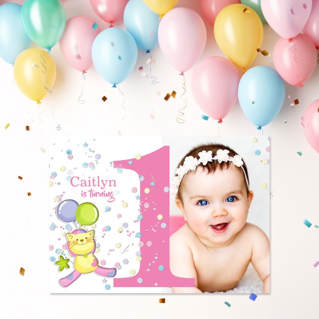 Convites Transformando Um Aniversário De Foto Rosa (Criador carregado)