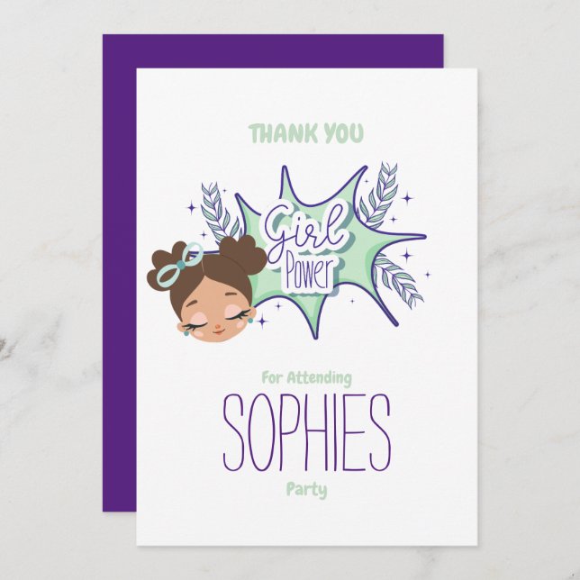 Convites Transformando uma garota personalizada em roxo, ca (Frente/Verso)