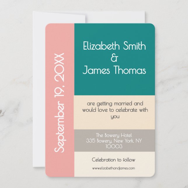 Convites Transformative Teal Modern  Contemporary Wedding (Frente)