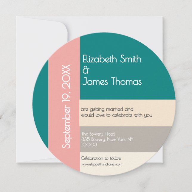 Convites Transformative Teal Modern  Contemporary Wedding (Frente)