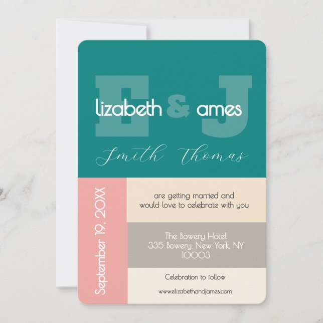 Convites Transformative Teal Modern Script Wedding (Frente)