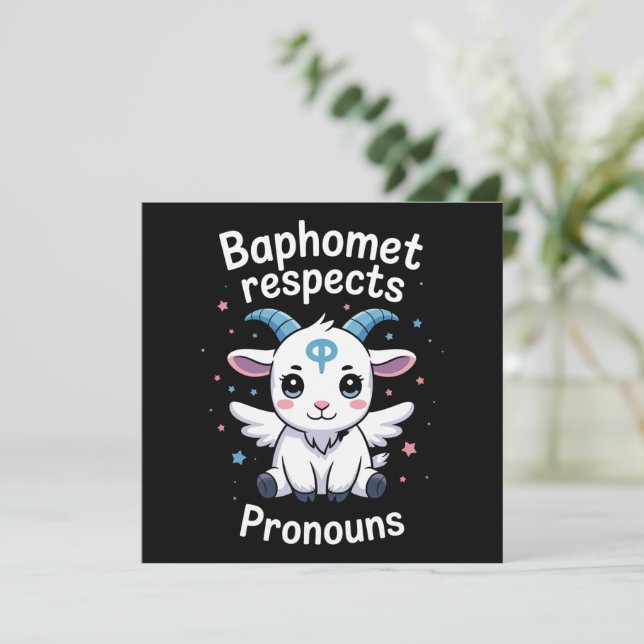 Convites Transgender Baphomet Respeita Pronouns Trans Pride (Em pé/Frente)