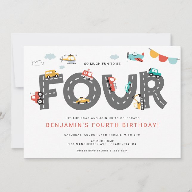 Convites Transportes urbanos de automóveis e caminhões (Frente)