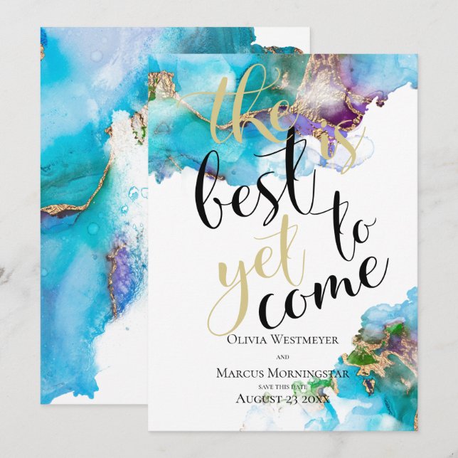 Convites Trato de Tinta Digital Marmoreado com abstrato Sal (Frente/Verso)