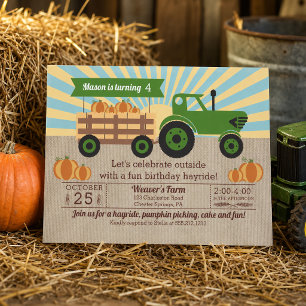 Convites Trator Hayride Pumpkin Picking Festa de aniversári