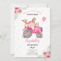 Trator rosa de animais de fazenda