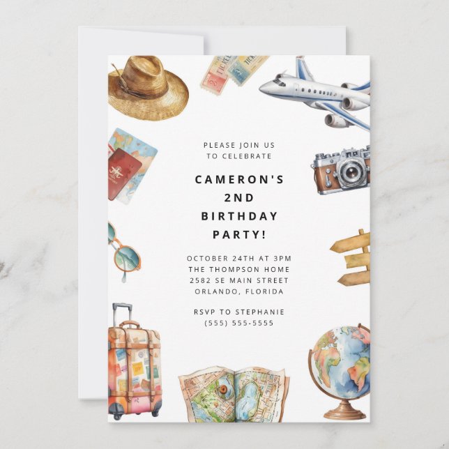 Convites Travel World Birthday Invitation (Frente)