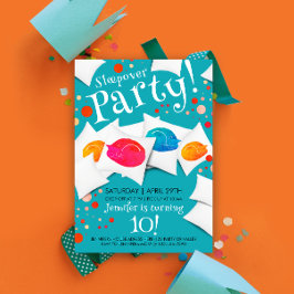 Convites Travesseiro de Festa Sleepover Colorida Divertida