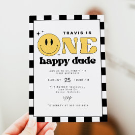 Convites TRAVIS One Happy Duo Smile Face First Birday