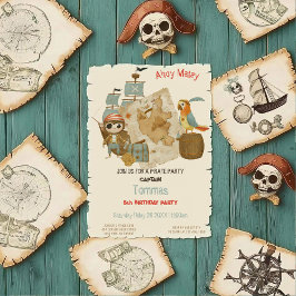 Convites Treasure Hunters Pirate Birthday