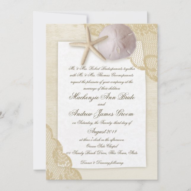 Convites Treasured Beach Wedding (Frente)