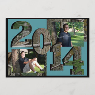 Convites Tree Camo Twin Photo Teal Blue 2014