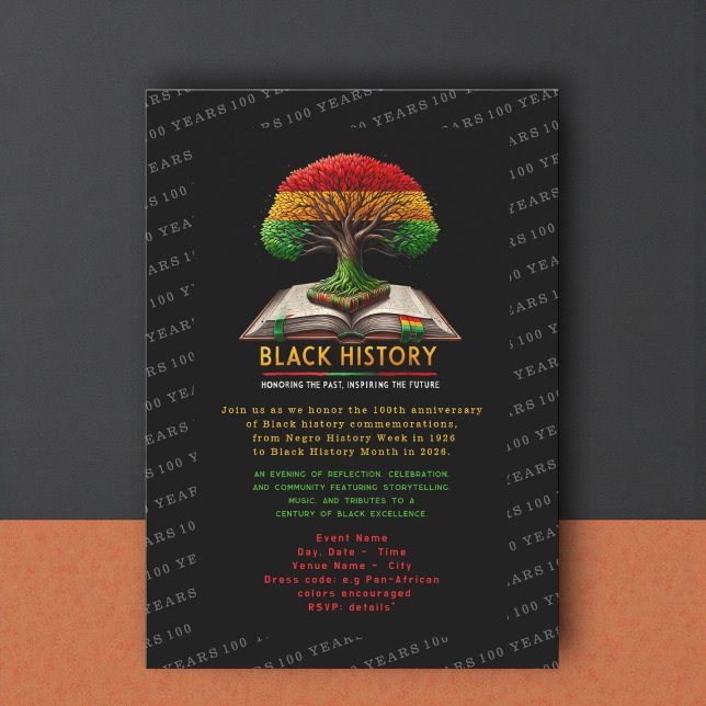 Convites Tree of Knowledge Black History 100 years (Criador carregado)