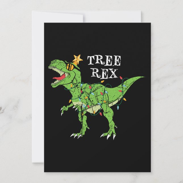 Convites Tree Rex Dinosaur Engraçado Feliz Natal Pajama Xma (Frente)
