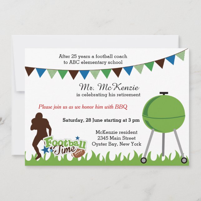 Convites Treinador de futebol aposentado (Frente)