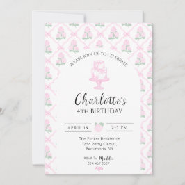 Convites Treliça de Hortênsias Rosa e Verde com Laços