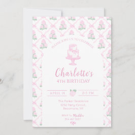 Convites Trellis de Hortênsias Rosa e Verde com Laços