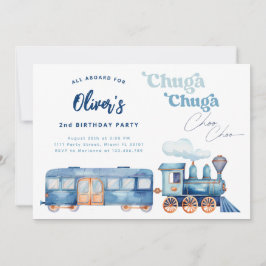 Convites Trem Azul Chuga Chuga Choo Choo Aniversário Modern