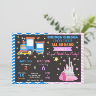 Convites Trem Choo Choo e Aniversário Conjunto da Princesa