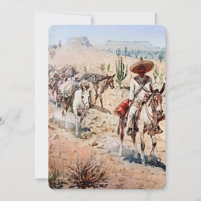 Convites “Trem de Carga de Vaquero” por Edward Borein (Frente)