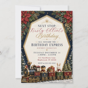 Convites Trem de Celebração de Aniversário no Polo Norte