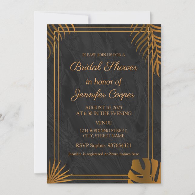 Convites Trendent Dourado deixa Chá de panela de quadros ge (Frente)