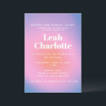 Convites Trendent Retro Gradient Pink e Purple Bat Mitzvah<br><div class="desc">Convite de Trendent Retro Gradient Pink e Purple Bat Mitzvah</div>