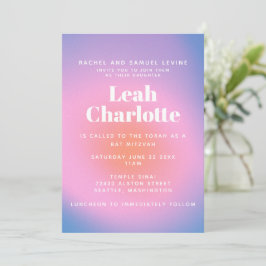 Convites Trendent Retro Gradient Pink e Purple Bat Mitzvah