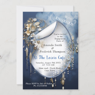 Convites Trendy 3-D Denim Impressão com Costume Jewelry