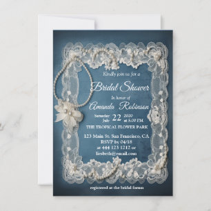 Convites Trendy 3-D Denim Impressão com Costume Jewelry