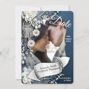 Convites Trendy 3-D Denim Impressão com Costume Jewelry