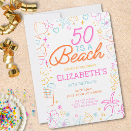 Convites Trendy 50th Beach Birthday
