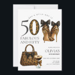 Convites Trendy 50th Leopard Imprime Fabuloso e 50 Aniversá<br><div class="desc">Celebrar 50 anos com este convite de 50 anos de moda com saltos de impressão leopardo,  uma bolsa correspondente e um copo de cocktail expresso. Perfeito para uma festa de aniversário de vidro,  trinta e poucos bash ou na moda marco.</div>