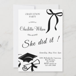 Convites Trendy Black Bow Graduation Party Invitation