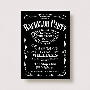 Convites Trendy Black & White Typografia Bachelor Party