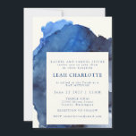 Convites Trendy Blue Abstrato Watercolor Bat Bar Mitzvah<br><div class="desc">Trendy Blue Indigo Abstrato Watercolor Bat Bar Mitzvah Convite</div>