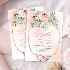 Convites Trendy Boho Blush Roses Bridal Shower Invitation