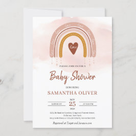 Convites Trendy Boho Rainbow Dusty Pink e Dark Brown Inv
