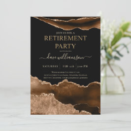 Convites Trendy Brown Agate Gemstone Retirement Party Invi