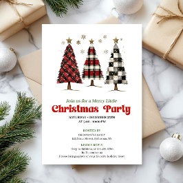 Convites Trendy buffalo plaid Christmas tree editable