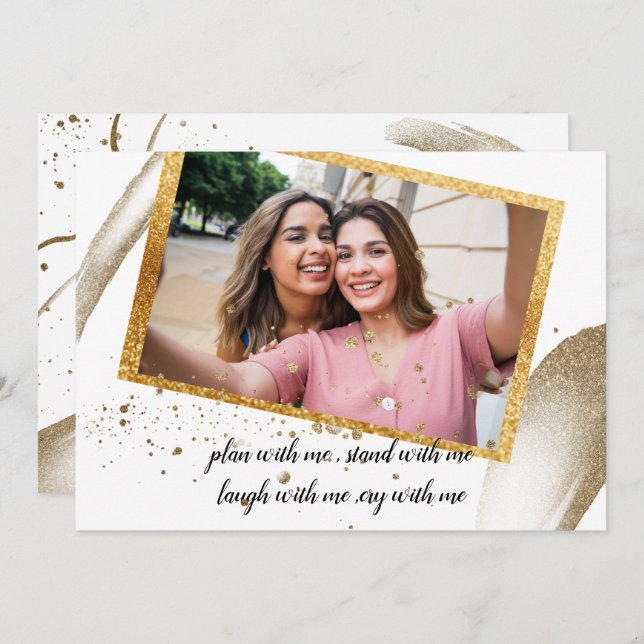 Convites Trendy Calliografia será minha madrinha Invit (Frente/Verso)