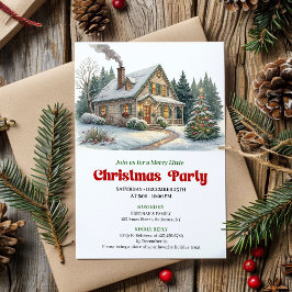 Convites Trendy christmas scene invitation cozy watercolor