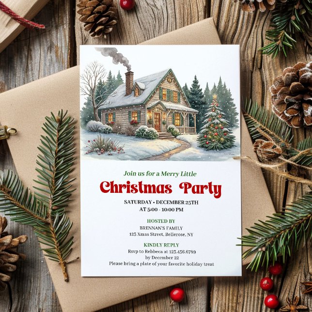 Convites Trendy christmas scene invitation cozy watercolor (Trendy christmas scene invitation cozy watercolor

)