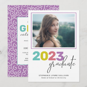 Convites Trendy Colorful Lettering Modern Formando Party