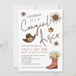 Convites Trendy Cowgirl Disco Glitter Festa de solteira